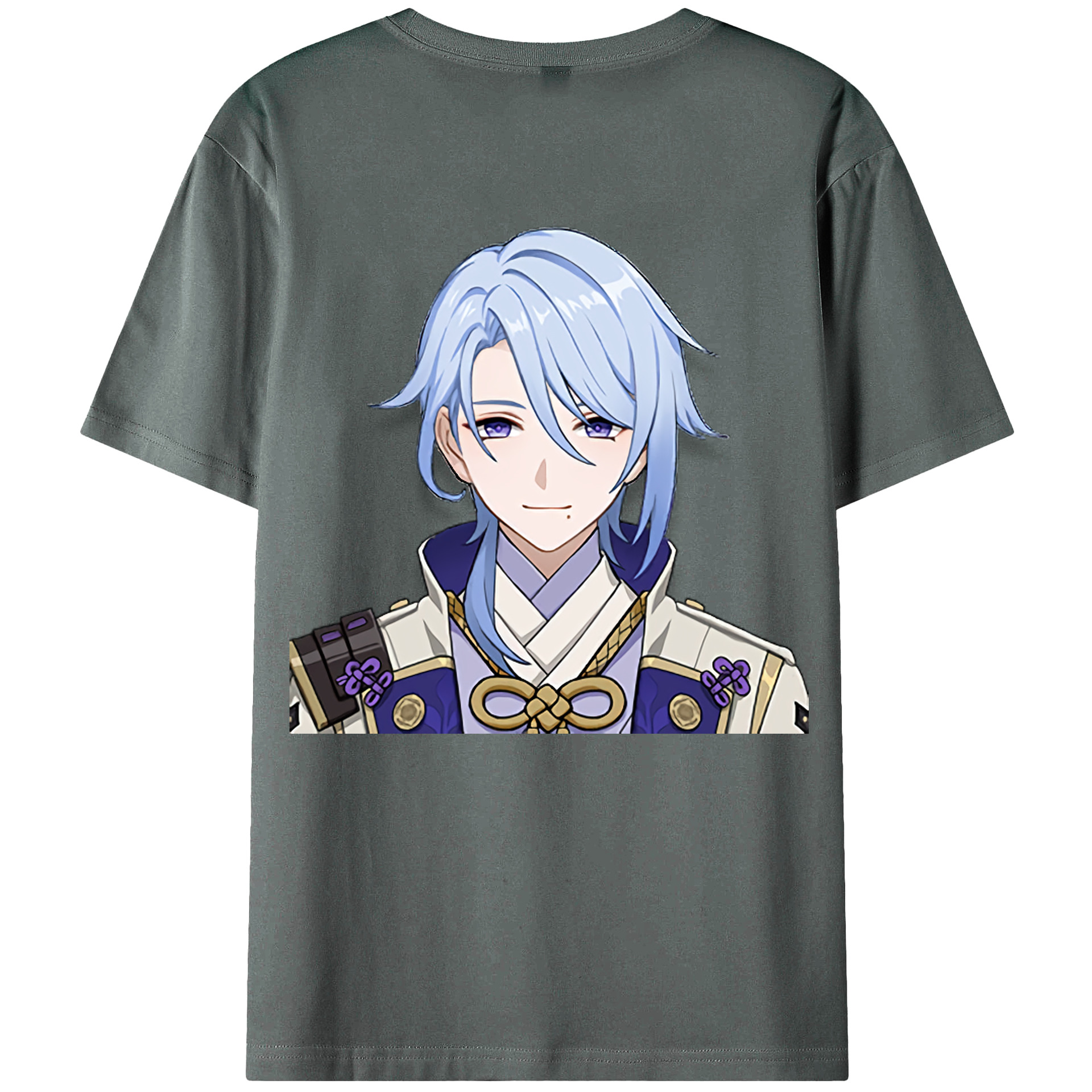 げんし神 神里綾人 かみさとあやと genshin Kamisato Ayato 綿100％ メンズ半袖Tシャツ（バックプリント） 通気性